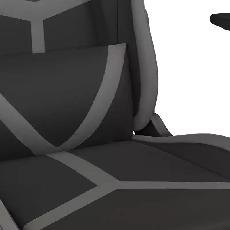 vidaXL Chaise de jeu massante avec repose-pieds, Noir et gris, Similicuir
