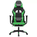 vidaXL Massage Gaming Chair with Footrest, Black&Green, Faux Leather