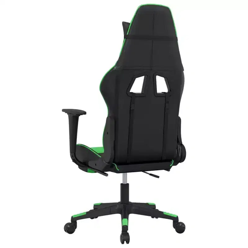 vidaXL Massage Gaming Chair with Footrest, Black&Green, Faux Leather