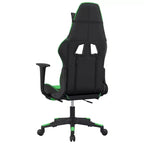 vidaXL Massage Gaming Chair with Footrest, Black&Green, Faux Leather
