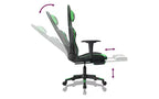 vidaXL Massage Gaming Chair with Footrest, Black&Green, Faux Leather