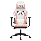 vidaXL Fauteuil de jeu avec repose-pieds, blanc et rose, similicuir