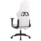 vidaXL Fauteuil de jeu avec repose-pieds, blanc et rose, similicuir