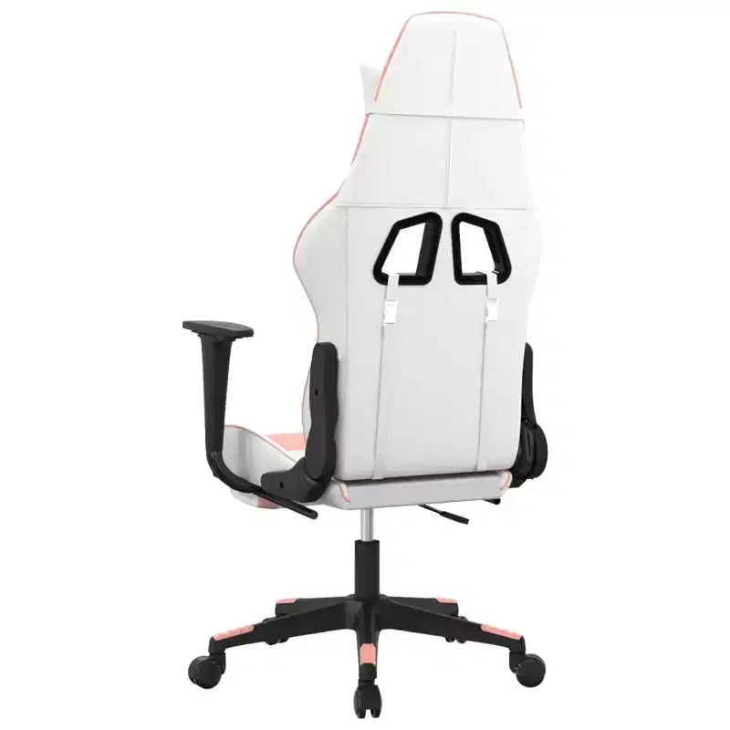 vidaXL Fauteuil de jeu avec repose-pieds, blanc et rose, similicuir