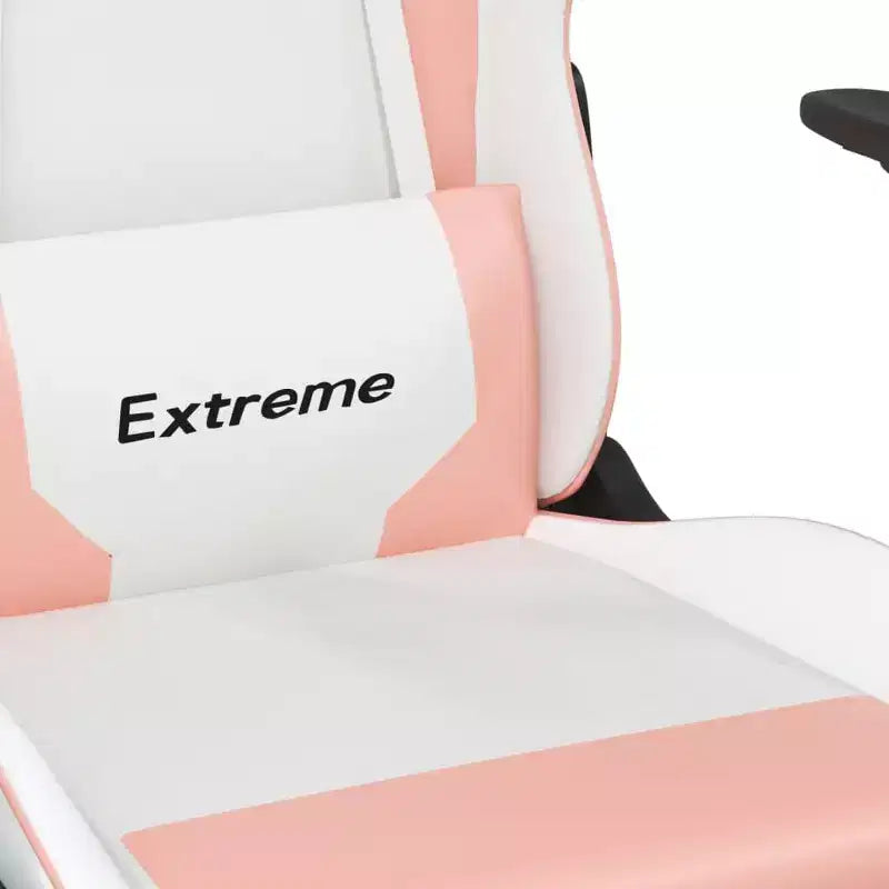 vidaXL Fauteuil de jeu avec repose-pieds, blanc et rose, similicuir