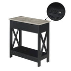 Flip-Top End Table with Built-In Charging Station and Lower Shelf