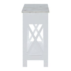 Flip-Top End Table with Built-In Charging Station and Lower Shelf