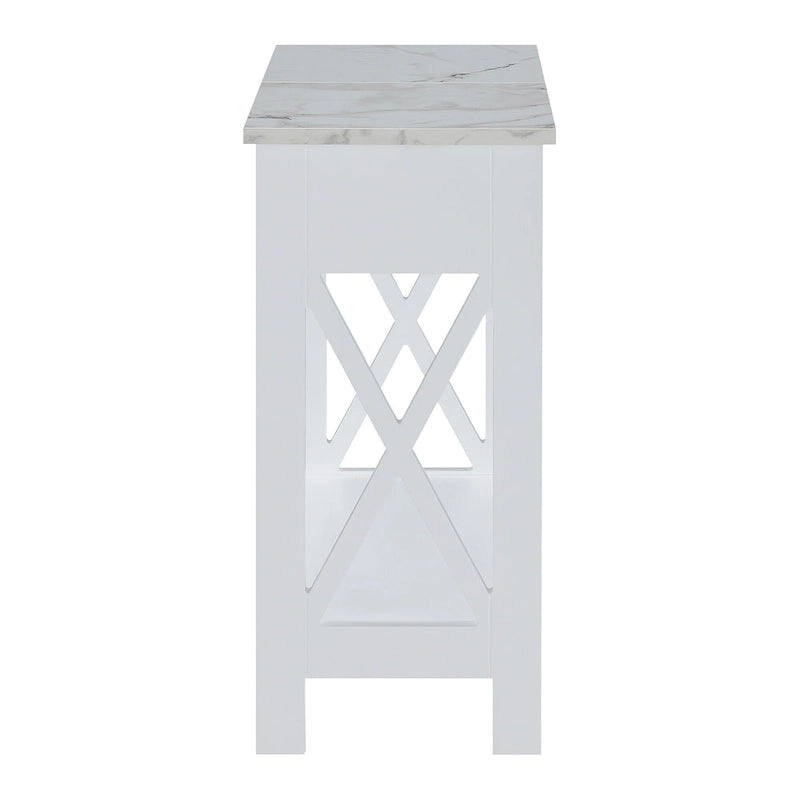 Flip-Top End Table with Built-In Charging Station and Lower Shelf