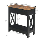 Flip-Top End Table with Built-In Charging Station and Lower Shelf