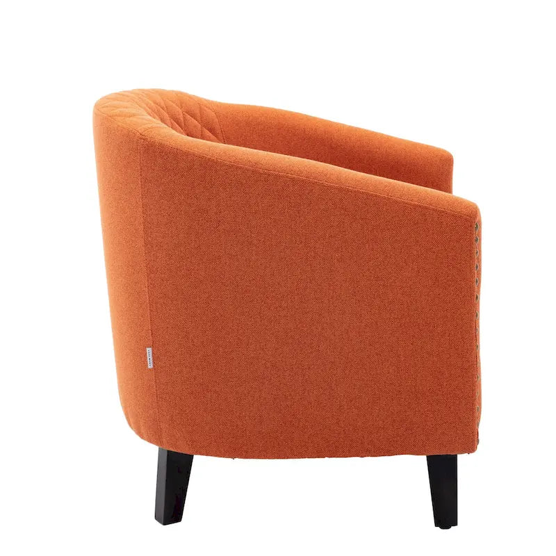 Barrel Accent Chair with Nailhead Trim and Solid Wood Legs