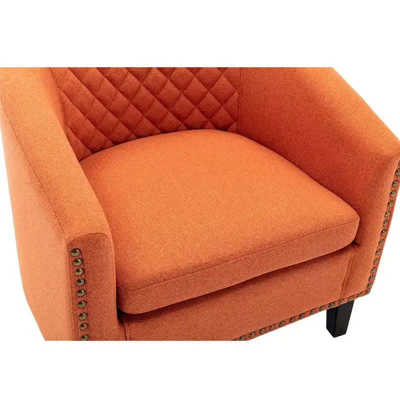 Barrel Accent Chair with Nailhead Trim and Solid Wood Legs