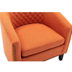 Barrel Accent Chair with Nailhead Trim and Solid Wood Legs