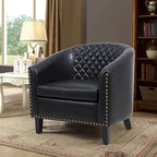 Barrel Accent Chair with Nailhead Trim and Solid Wood Legs
