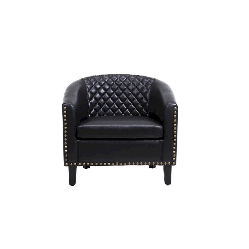 Barrel Accent Chair with Nailhead Trim and Solid Wood Legs