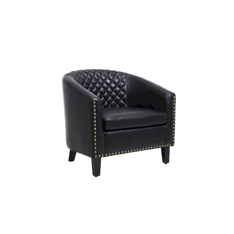 Barrel Accent Chair with Nailhead Trim and Solid Wood Legs