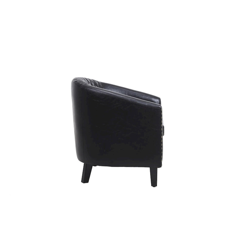 Barrel Accent Chair with Nailhead Trim and Solid Wood Legs