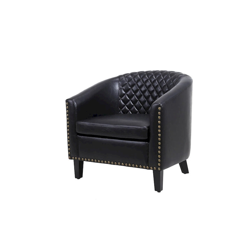 Barrel Accent Chair with Nailhead Trim and Solid Wood Legs