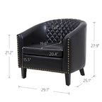 Barrel Accent Chair with Nailhead Trim and Solid Wood Legs