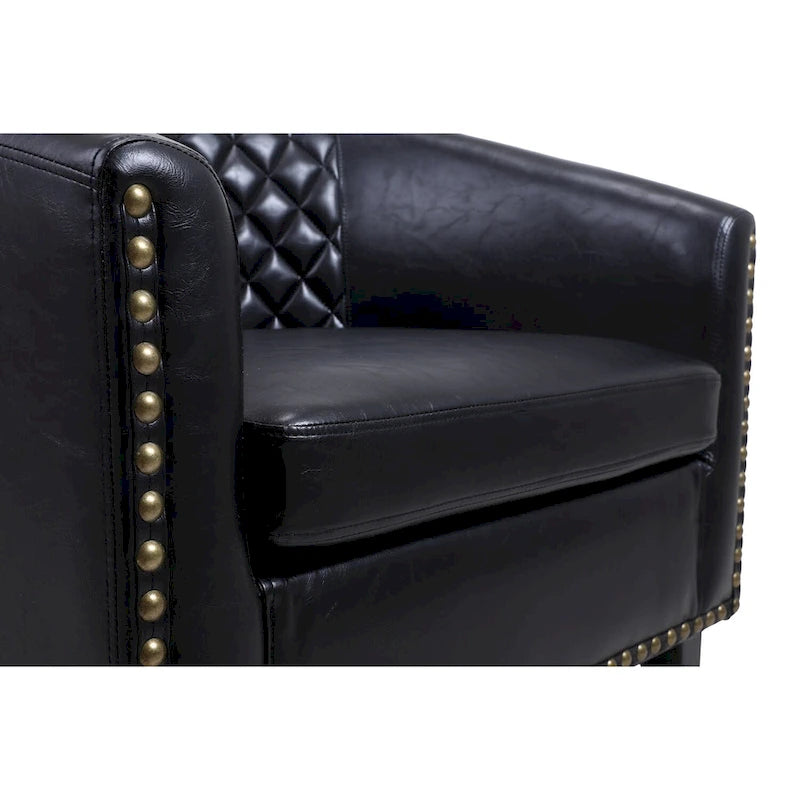 Barrel Accent Chair with Nailhead Trim and Solid Wood Legs