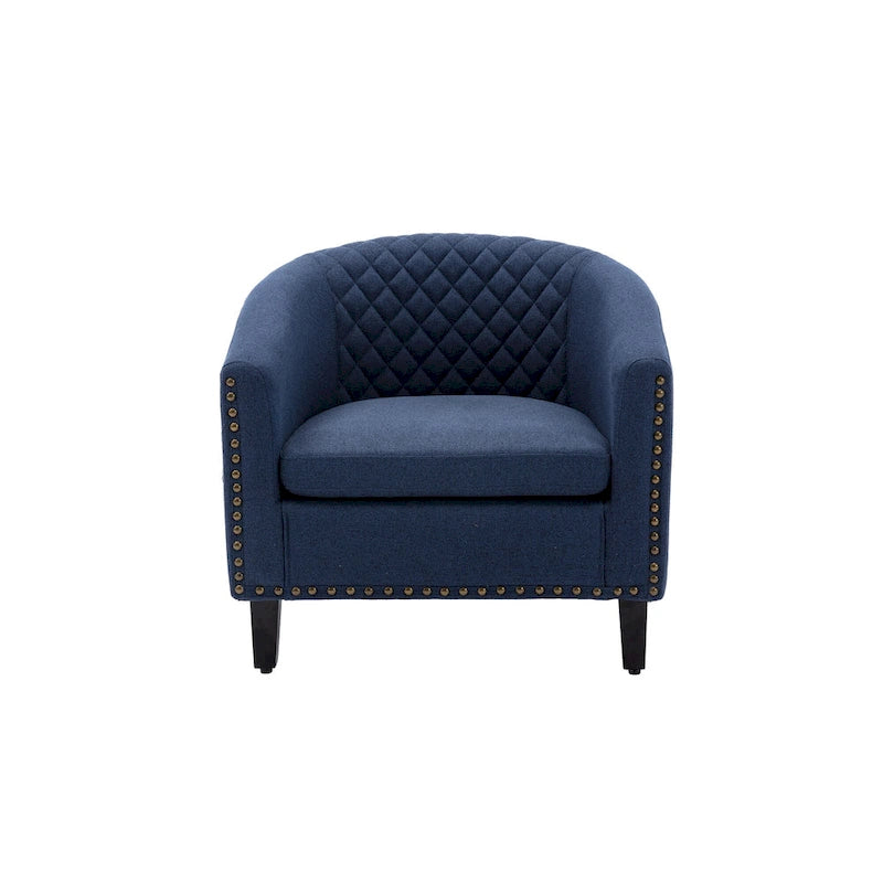 Barrel Accent Chair with Nailhead Trim and Solid Wood Legs