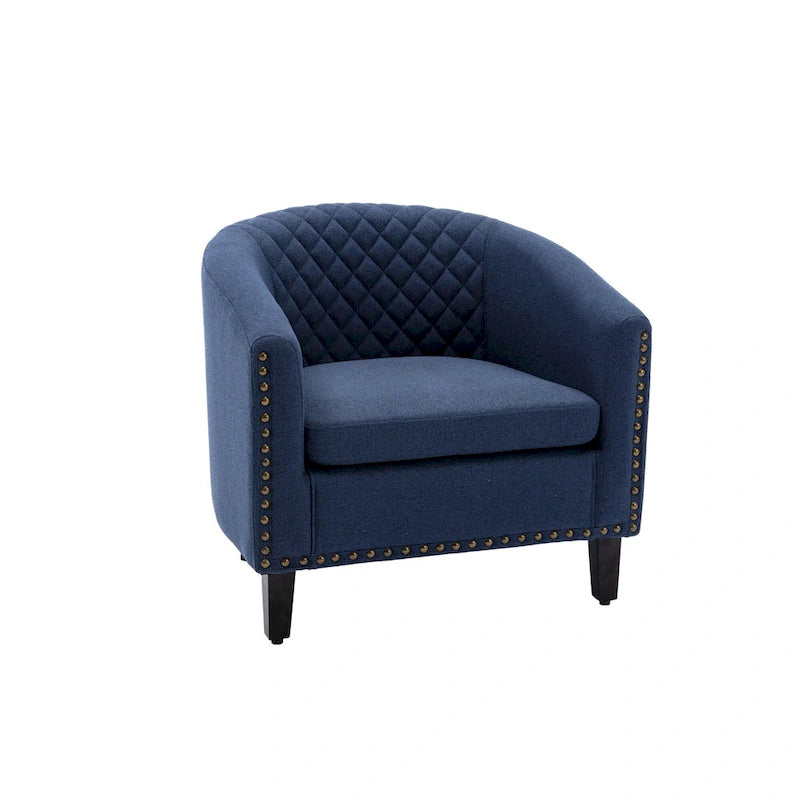 Barrel Accent Chair with Nailhead Trim and Solid Wood Legs