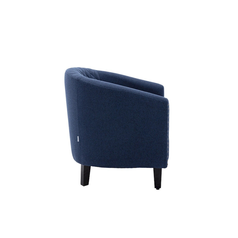 Barrel Accent Chair with Nailhead Trim and Solid Wood Legs