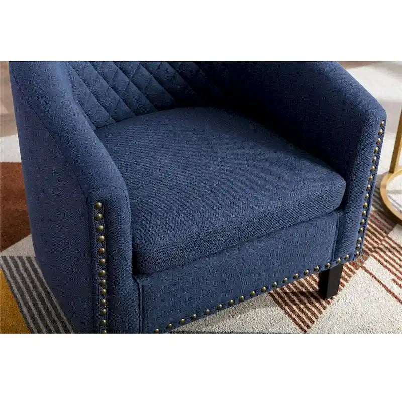 Barrel Accent Chair with Nailhead Trim and Solid Wood Legs