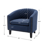 Barrel Accent Chair with Nailhead Trim and Solid Wood Legs
