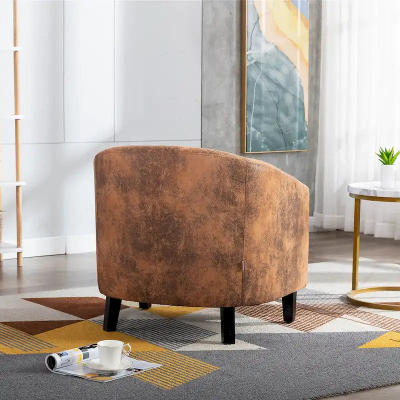 Barrel Accent Chair with Nailhead Trim and Solid Wood Legs