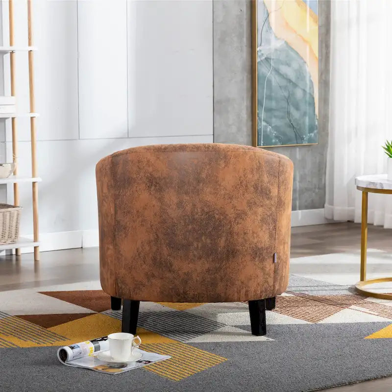 Barrel Accent Chair with Nailhead Trim and Solid Wood Legs