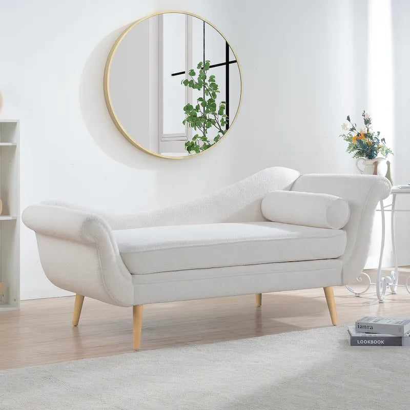70.86-Inch Wide Chaise Lounge with Scroll Arm