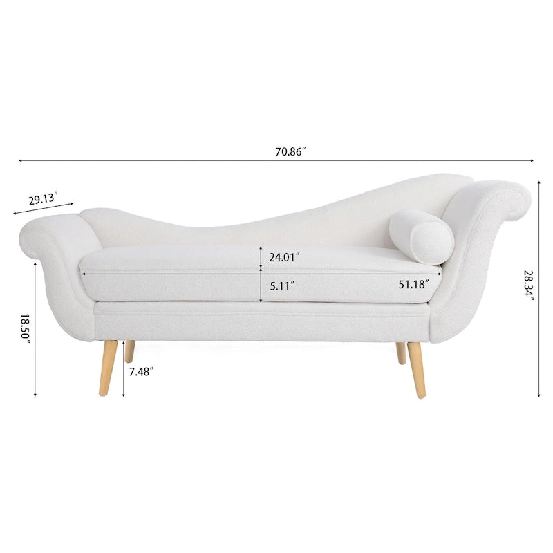 70.86-Inch Wide Chaise Lounge with Scroll Arm