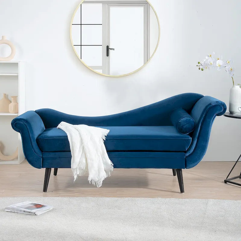 70.86-Inch Wide Chaise Lounge with Scroll Arm