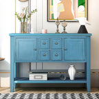 Nestfair Retro Sideboard Console Table with Drawers and Bottom Shelf