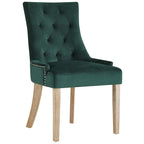 Black Tufted Velvet Upholstered Dining Chair with Nailhead Trim