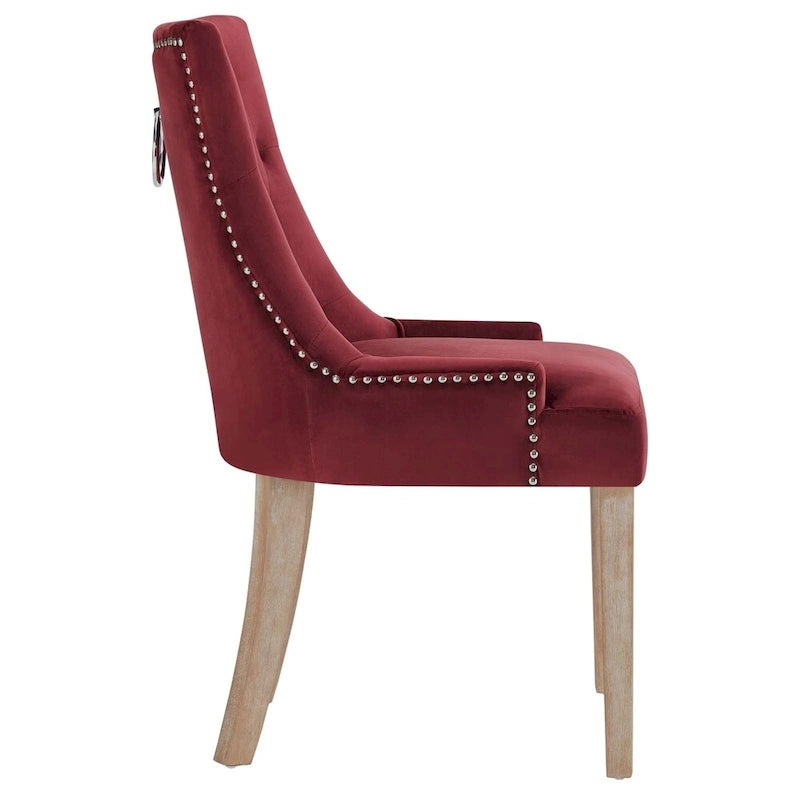 Black Tufted Velvet Upholstered Dining Chair with Nailhead Trim