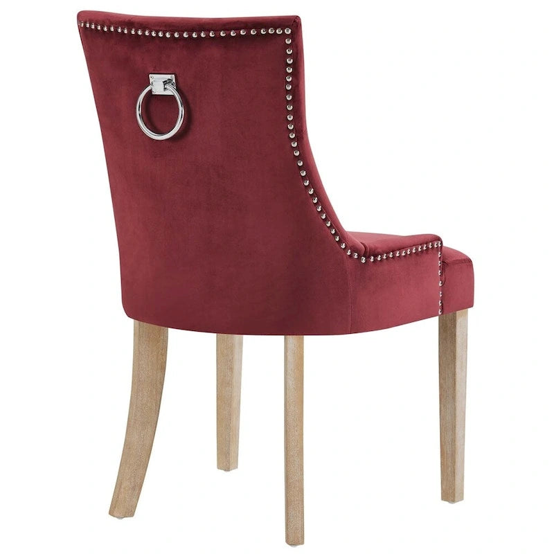Black Tufted Velvet Upholstered Dining Chair with Nailhead Trim