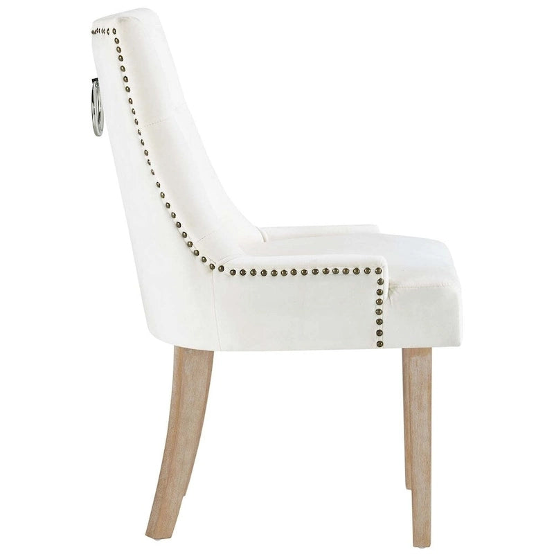Black Tufted Velvet Upholstered Dining Chair with Nailhead Trim