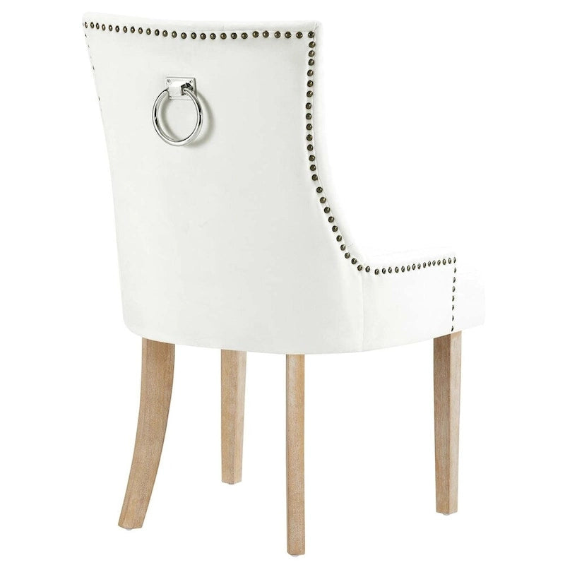 Black Tufted Velvet Upholstered Dining Chair with Nailhead Trim