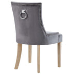Black Tufted Velvet Upholstered Dining Chair with Nailhead Trim