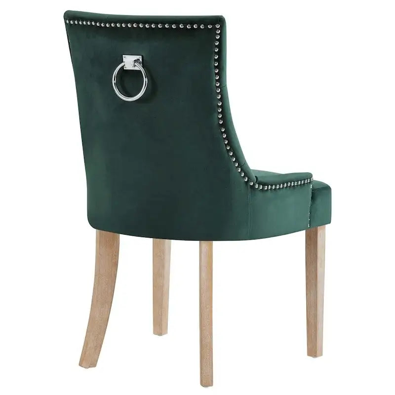 Black Tufted Velvet Upholstered Dining Chair with Nailhead Trim