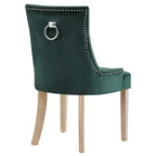 Black Tufted Velvet Upholstered Dining Chair with Nailhead Trim