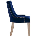 Black Tufted Velvet Upholstered Dining Chair with Nailhead Trim