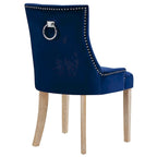 Black Tufted Velvet Upholstered Dining Chair with Nailhead Trim