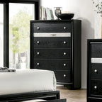 Contemporary Black Nightstand with Chest Drawer