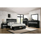 Contemporary Black Nightstand with Chest Drawer