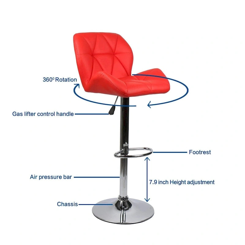 Modern Faux Leather Adjustable Swivel Bar Stool
