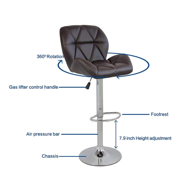 Modern Faux Leather Adjustable Swivel Bar Stool