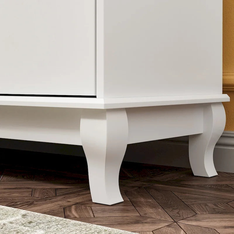 55-Inch Wide White Lacquer 10-Drawer Storage Dresser