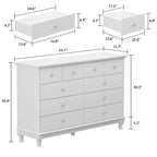 55-Inch Wide White Lacquer 10-Drawer Storage Dresser